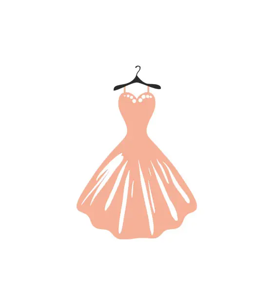Cantaloupe Colored Princess Bridal Dress Vector Art
