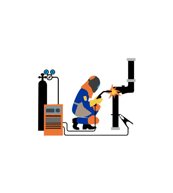 Fully Equipped Welder Welding Pipe Vector Art