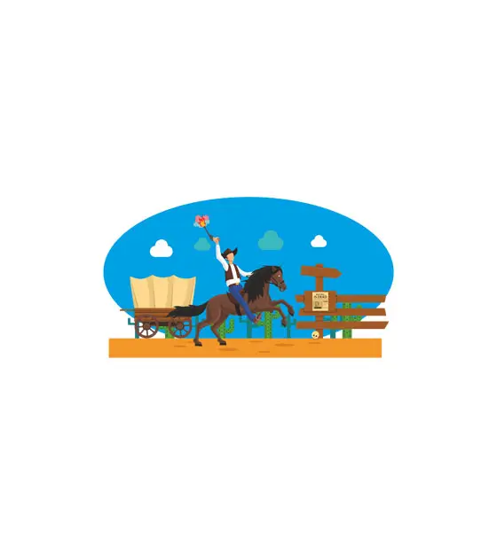 Shooting Cowboy and the Rearing Horse Vector