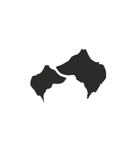 Lovable Wolves Face Silhouette Art