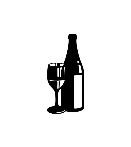 Elegant Wine Bottle and Glass Silhouette Art