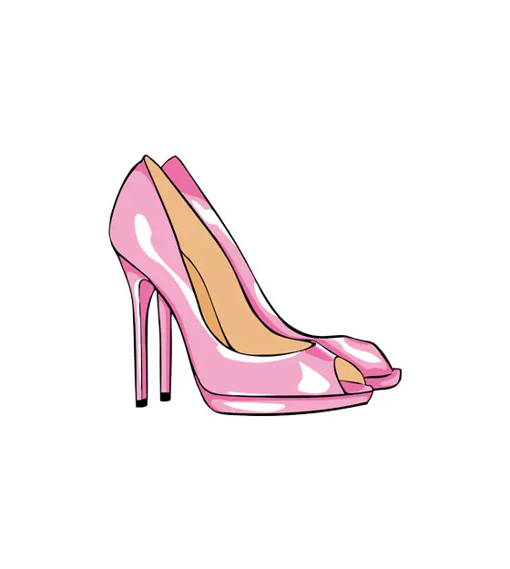 Pink Peep Toe Heels Vector Image