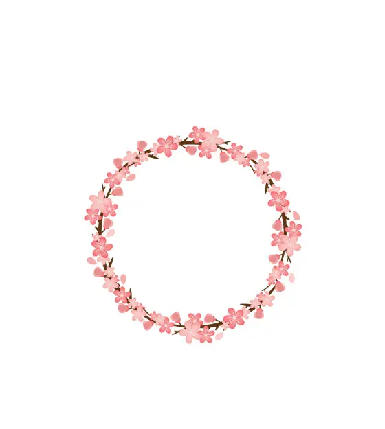Awe-Inspiring Cherry Blossom Wreath Vector Art