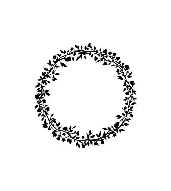 Subtle Floral Wreath Silhouette Art