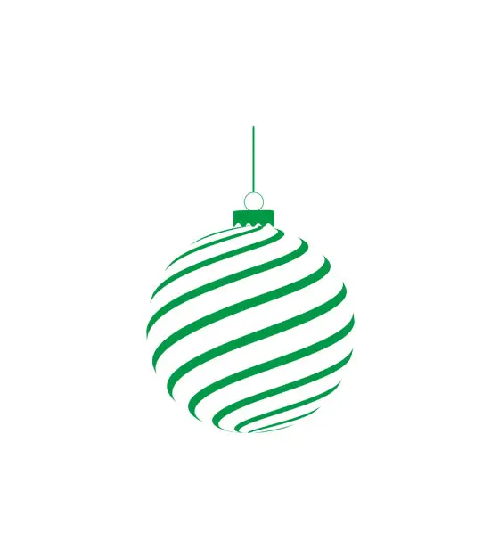 Green Striped Christmas Bauble Vector Art
