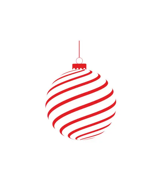 Red Striped Christmas Bauble Vector Art