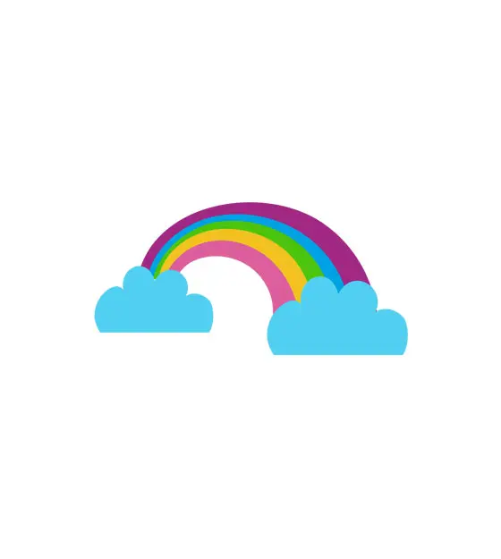 Heavenly Clouded Rainbow Vector Art