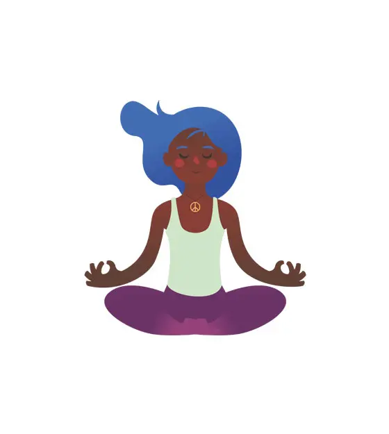 Beautiful Dark Woman Yoga Lotus Position Vector Art
