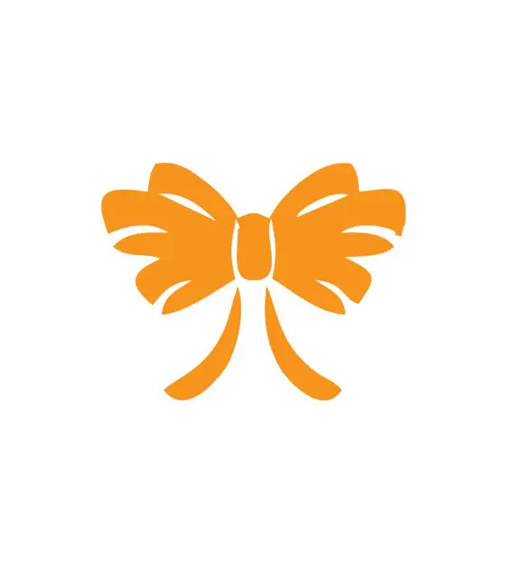 Lovely and Neat Orange Butterfly Ribbon Bow Vector Art