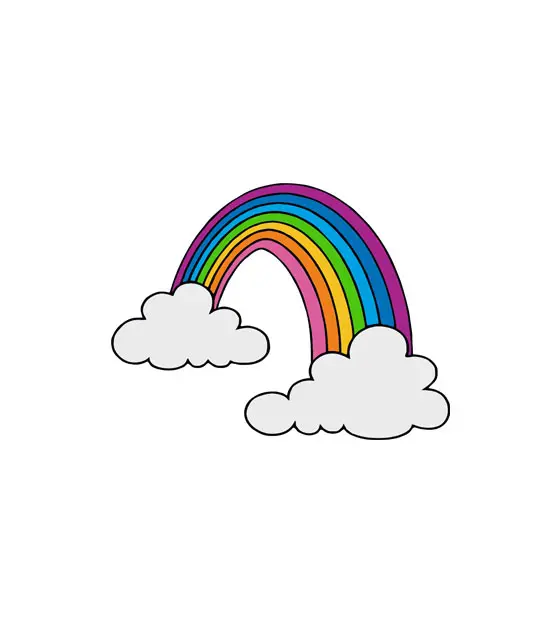 Breathtaking Rainbow Falling over Clouds Vector Art
