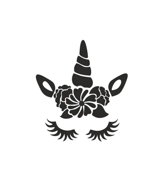 Glamorous Floral Unicorn Face Stencil