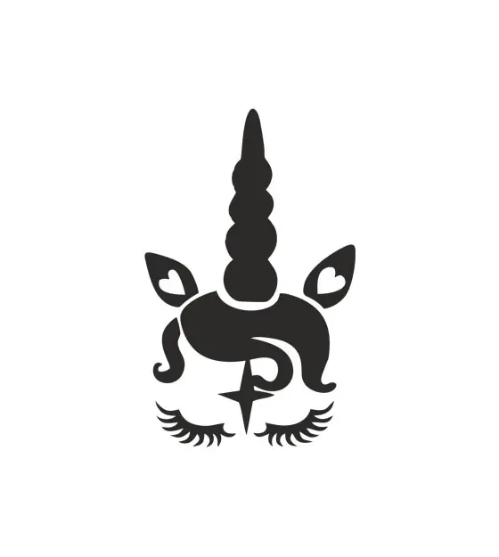 Elegant Eyebrows Unicorn Silhouette Art