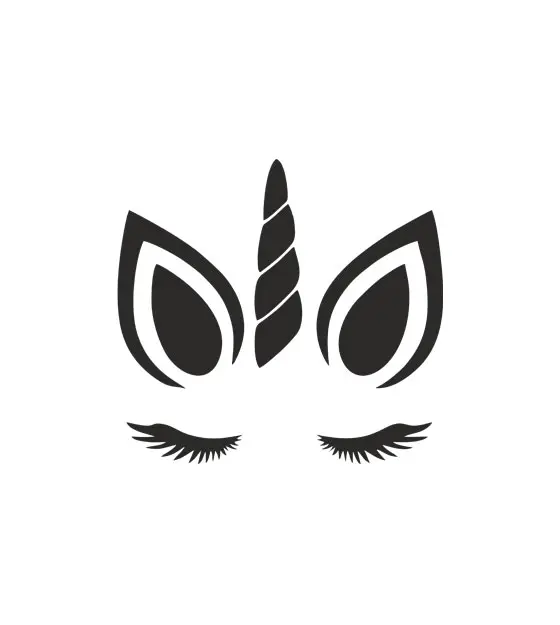 Ears, Eyebrows and Unicorn Head Silhouette Art