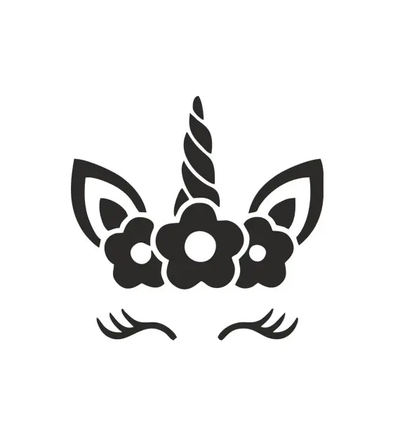 Gorgeous Black Eyebrows Floral Unicorn Silhouette Art