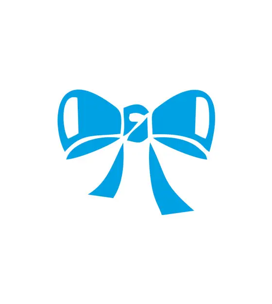 Glossy Cerulean Color Ribbon Bow Vector Art