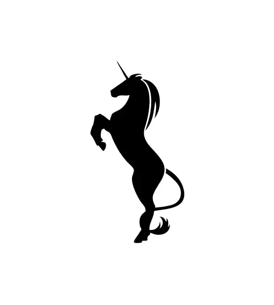 Blazing Stallion Rearing Unicorn Silhouette Art