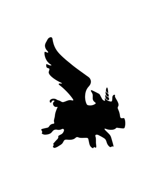 Subtle Flying Pig Silhouette Art