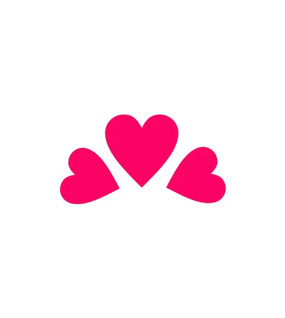 Hot Pink Adoring Three Hearts Vector Art