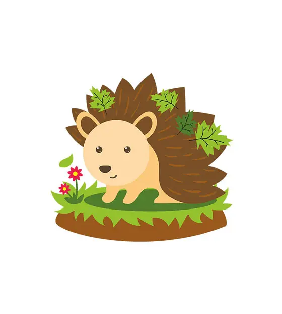 Green Leaves Hedgehog Vector Art