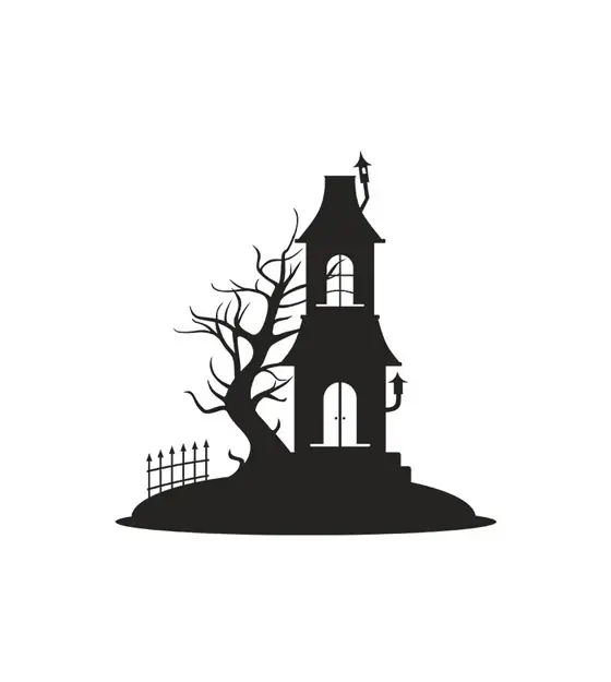 Pernicious Halloween Building Silhouette Art