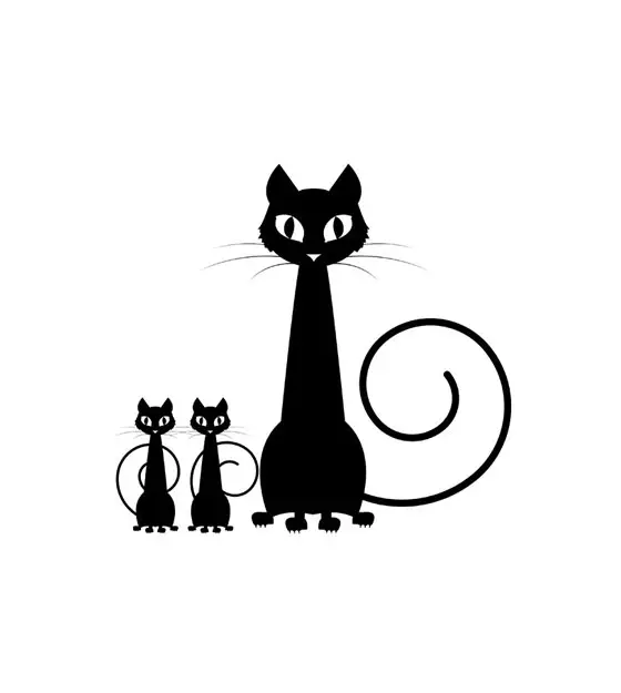 Halloween Cat Sith with Baby Kittens Silhouette Art
