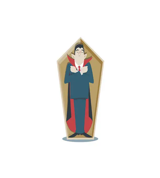 Count Dracula Vampire Sleeping in Casket Vector Art