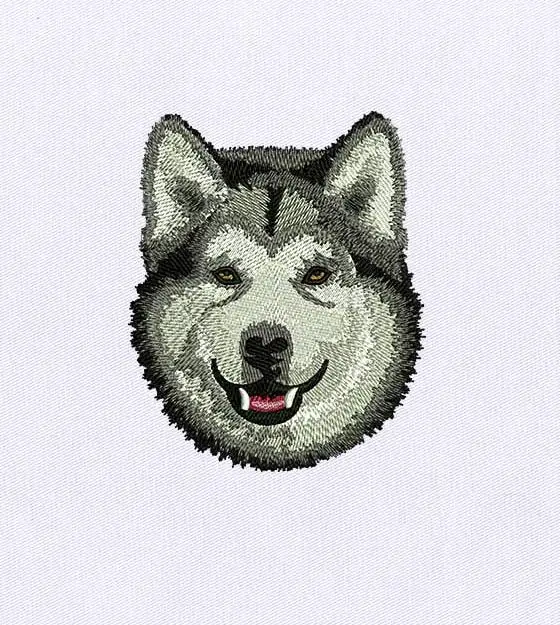 Siberian Husky Face Embroidery Design