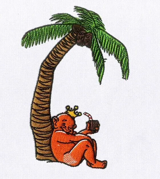 Relaxed King and Palm Tree Embroidery Design