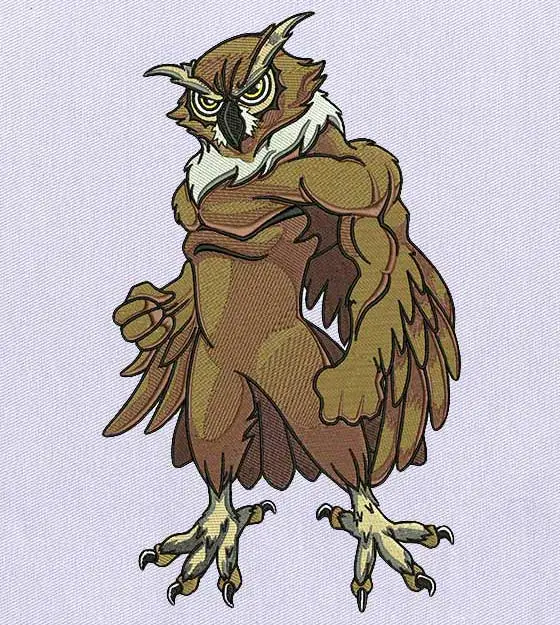 Buffed and Domineering Owl Embroidery Design