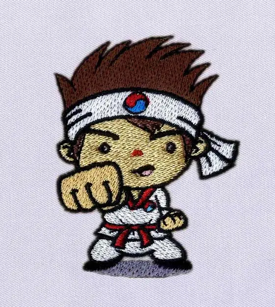 Spirited Taekwondo Kid Embroidery Design