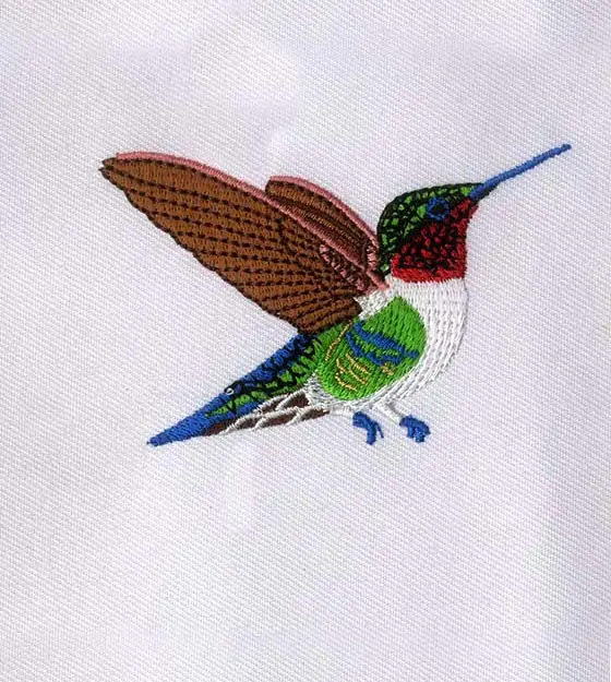 Colorful Soaring Humming Bird Embroidery Design