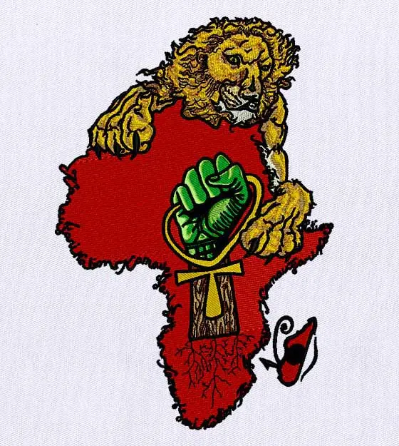 Empowering African Lion Embroidery Design