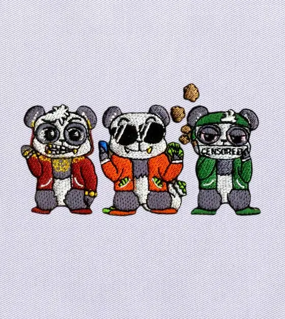 Rich and Fabulous Pandas Embroidery Design
