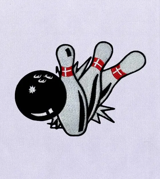 Struck Pins Bowling Machine Embroidery Design