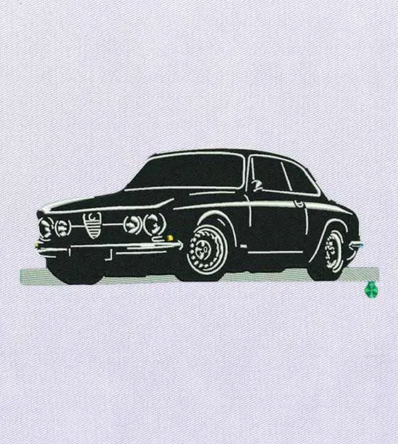 Breathtakingly Black and White Car Embroidery Design