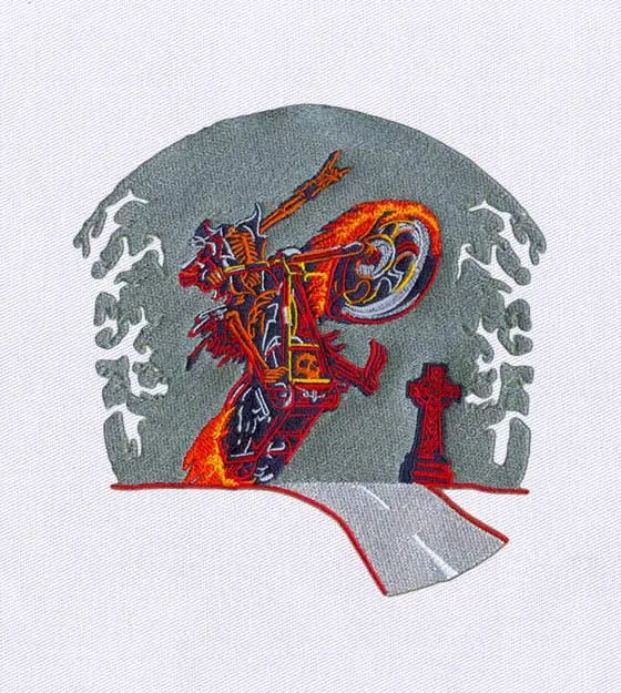 Wild and Uninhibited Headless Bike Rider Embroidery Design