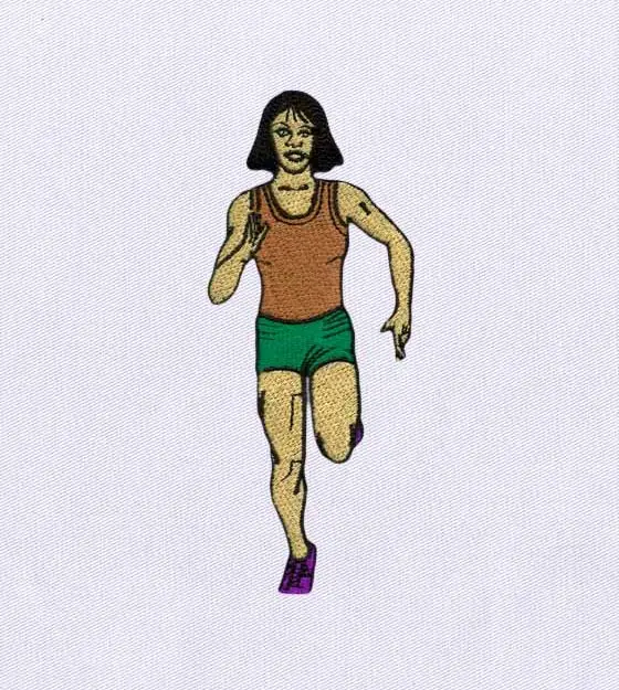 Determined Dashing Woman Embroidery Design