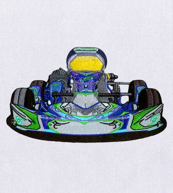 Vivacious Colorful Sports Car Embroidery Design