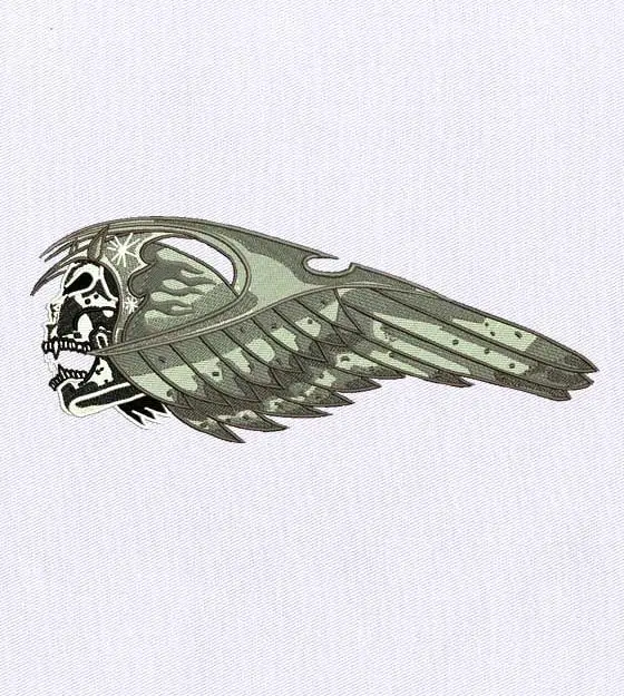 Menacing Skull Helmet Embroidery Design