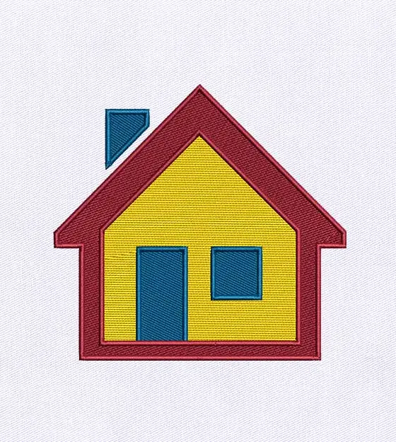 Primary Colored House Digital Embroidery Design