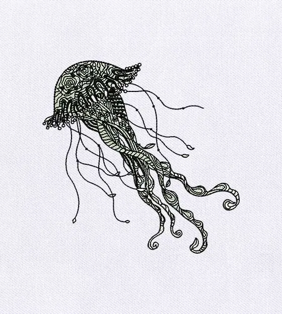 Glamorous Jellyfish Embroidery Design
