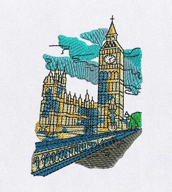 Creative Big Ben Embroidery Design