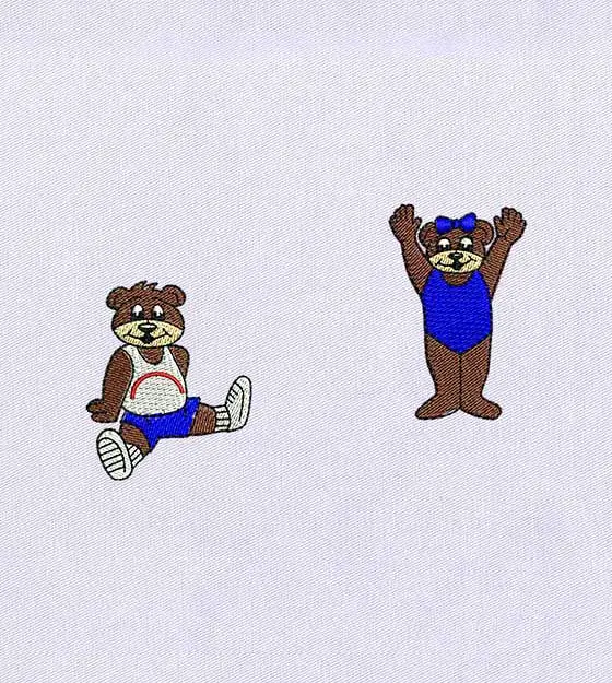 Exercising Bears Embroidery Design