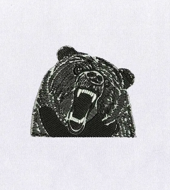 Wild Roaring Bear Embroidery Design