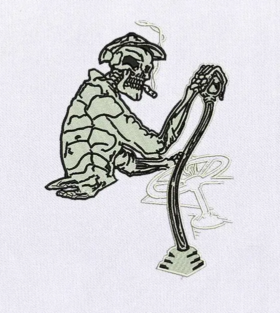 Dead Skeleton Taxi Driver Embroidery Design