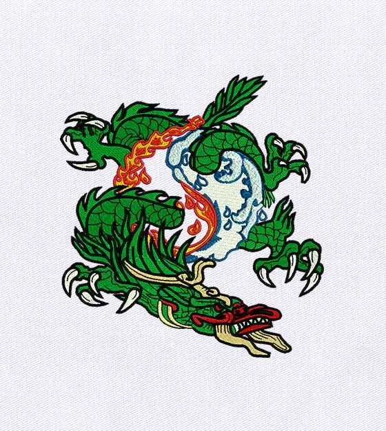 Fire and Water Dragon Embroidery Design
