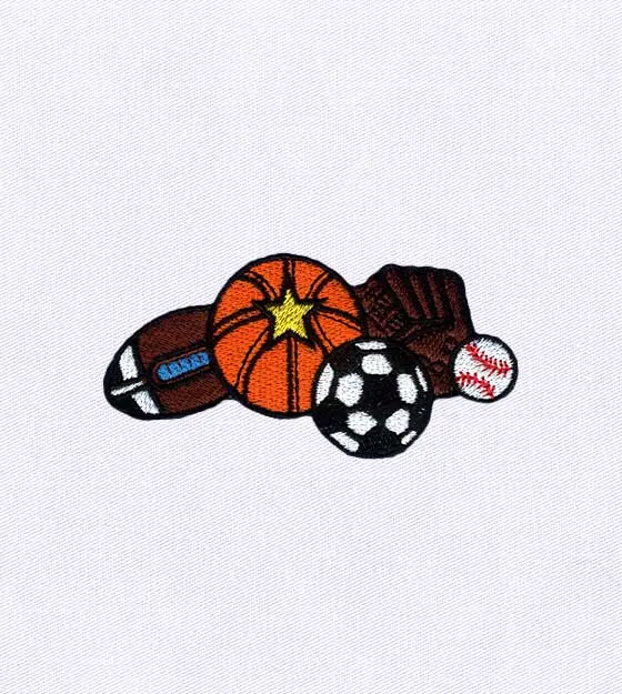 Vibrant Sport Equipment Embroidery Design