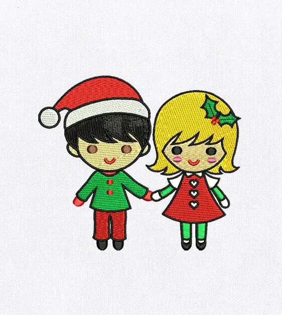 Endearing Christmas Couple Embroidery Design