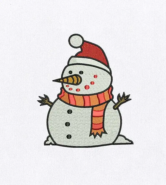 Delightful Christmas Induced Snowman Embroidery Design