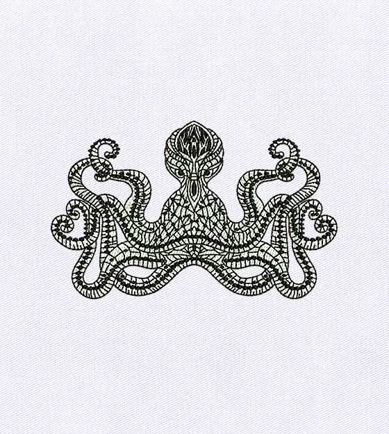 Wonderfully Monotone Octopus Embroidery Design